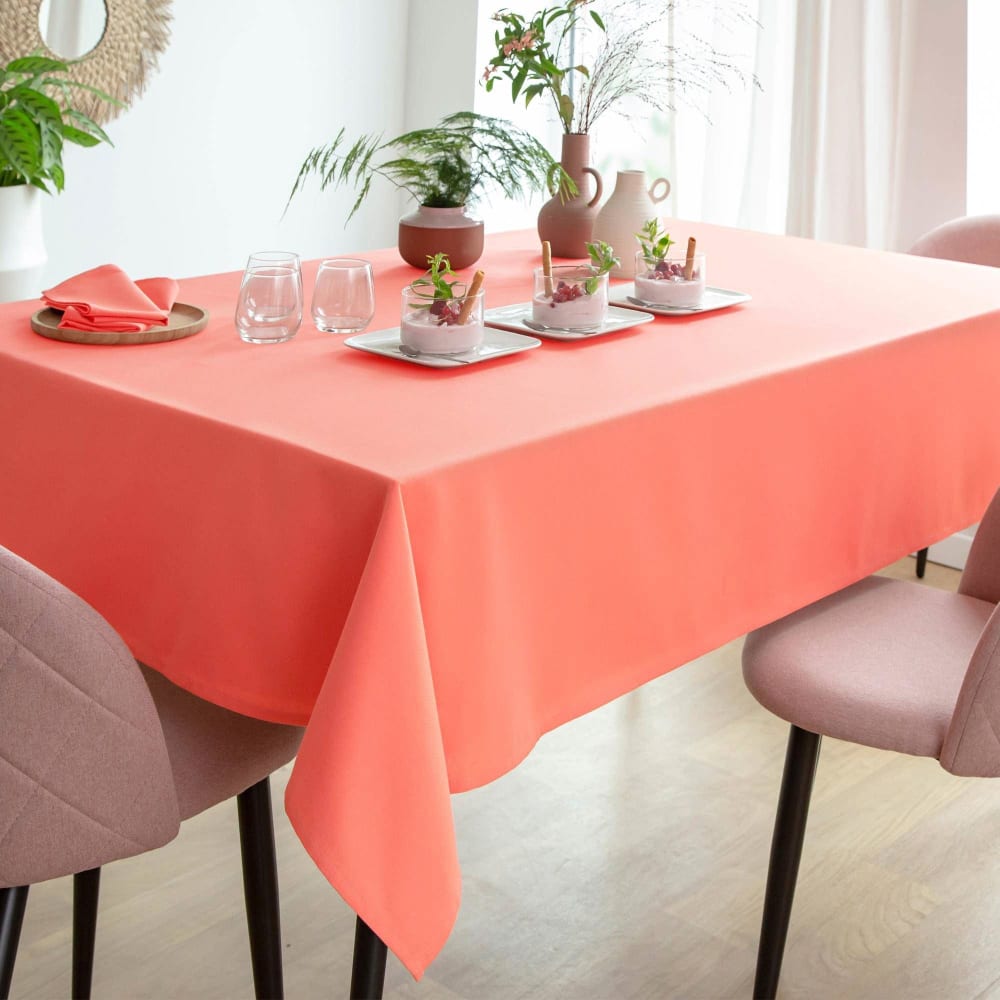 Nappe en coton orange corail 150x150cm