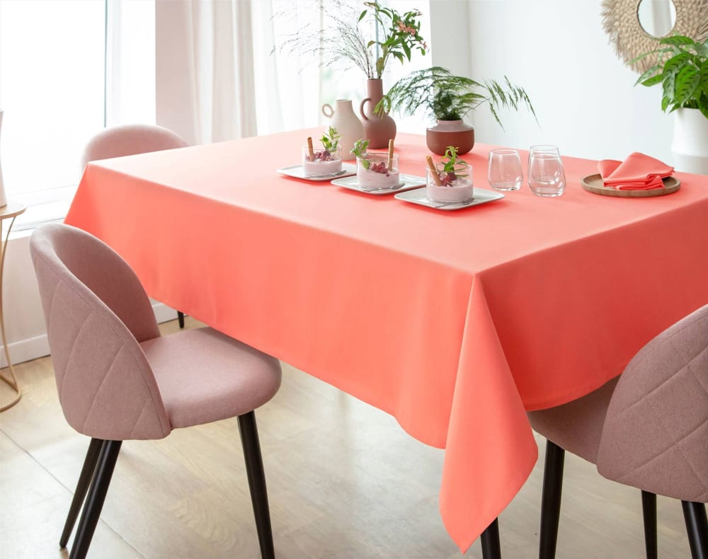 Nappe en coton orange corail 150x200cm