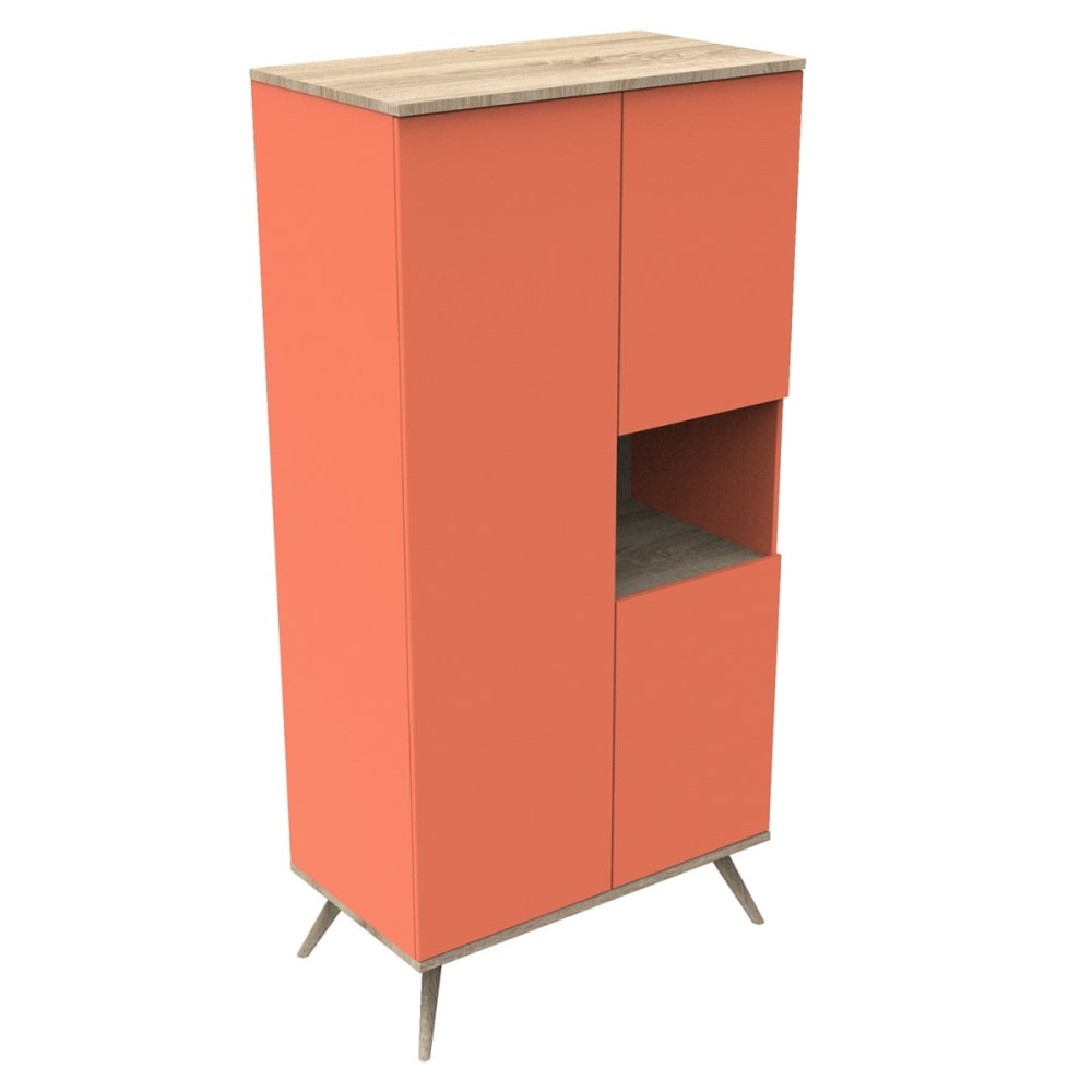 Sauthon Original Armoire 3 portes 1 niche style contemporain Orange Panneau De Particules - 101x209x57cm