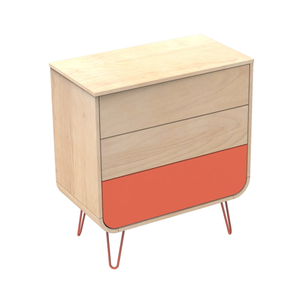 Sauthon Original Commode 3 tiroirs pieds métal style classique chic Marron Bois - 87x97x48cm