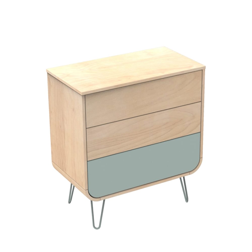 Sauthon Original Commode 3 tiroirs pieds métal style classique chic Marron Bois - 87x97x48cm