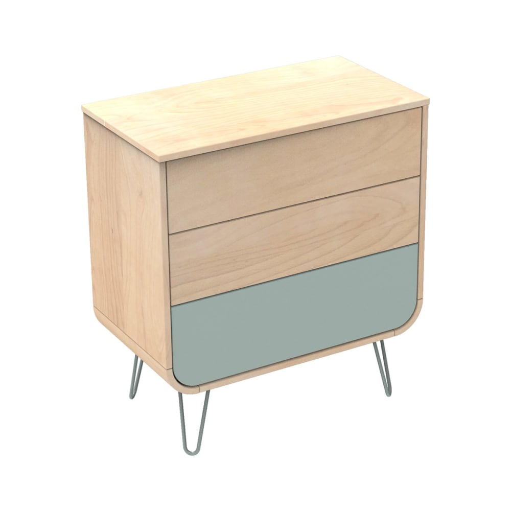 Sauthon Original Commode 3 tiroirs pieds métal style classique chic Marron Bois - 87x97x48cm