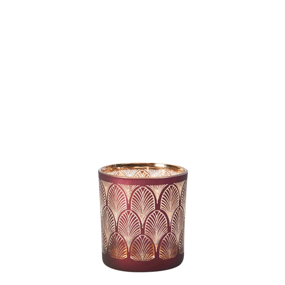 Sia Deco Porte bougie décoratif en verre bordeaux et doré h7 style contemporain Rouge