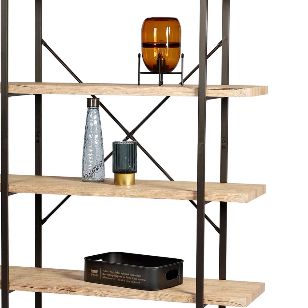 Étagère bois mdf et métal noir 5 étages - hauteur 174cm - Maisons du Monde