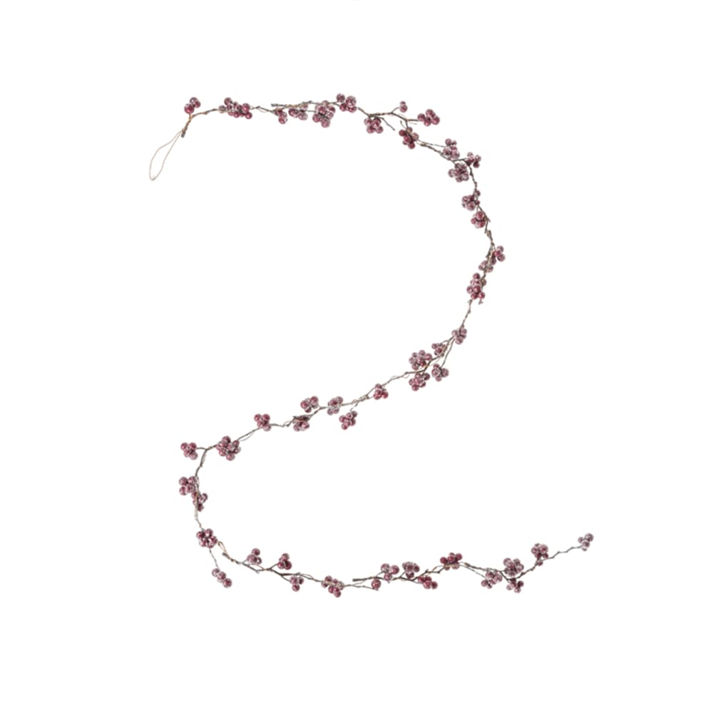 Guirlande de baies avec givre artificielle rouge et blanche L130