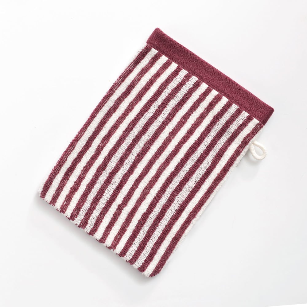 Lot de 2 gants de toilette 15x21 violet aubergine en coton 450 g/m²
