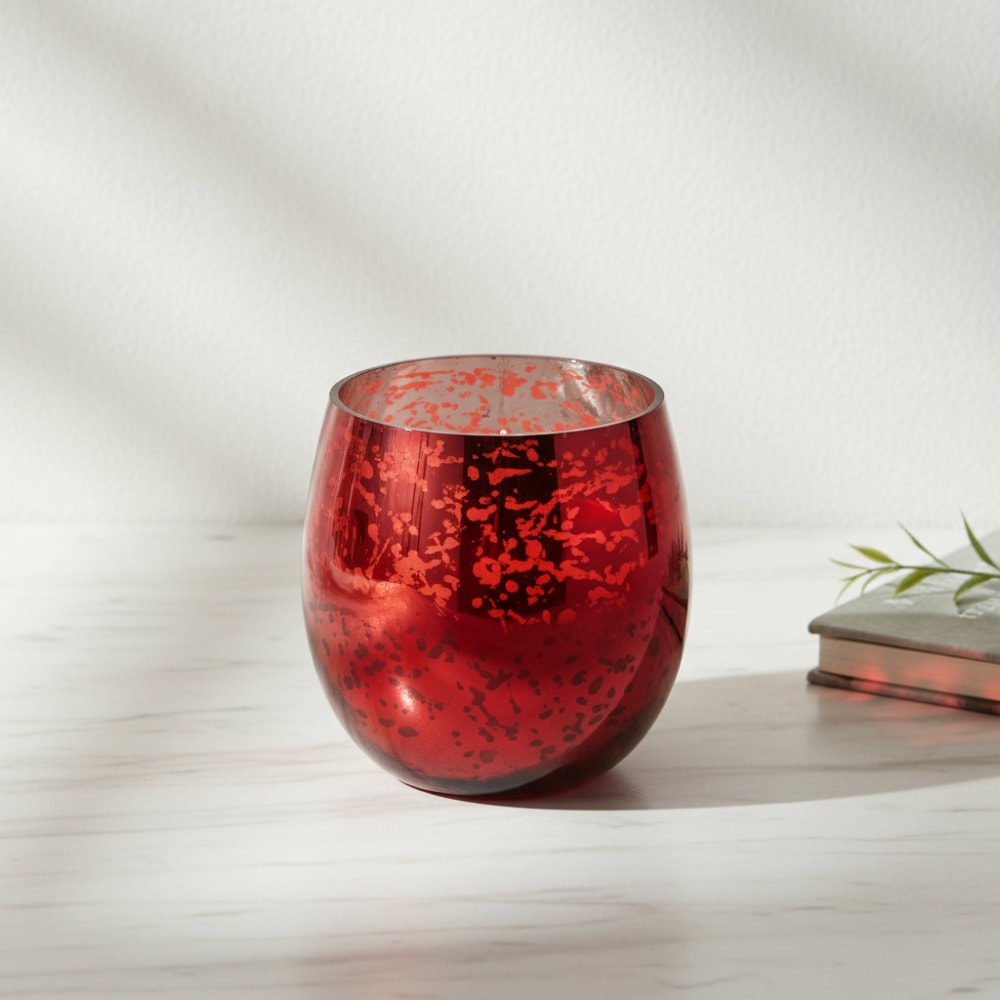 Candela profumata in vetro rosso effetto cangiante h19 - Sia Deco