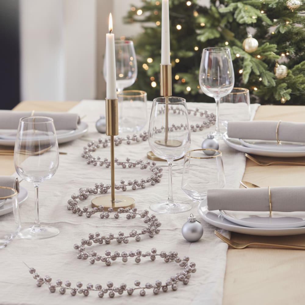 Künstliche Beerengirlande mit Metallic-Effekt H183, Silber -