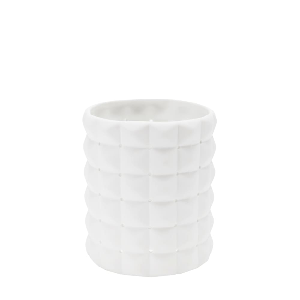 Photophore décoratif en porcelaine blanc h8