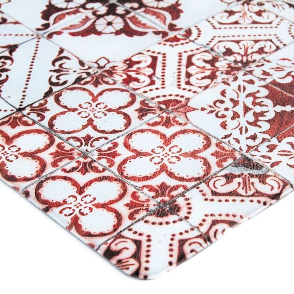 Tapis de cuisine carreaux de ciment rouge 45x120 - vinyle antidérapant — vue 4