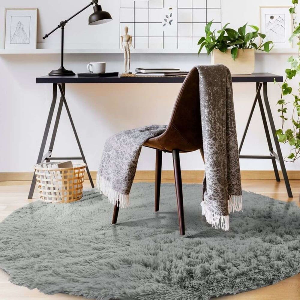 Tapis à base fine et souple extra doux gris clair diam.160 — vue 3