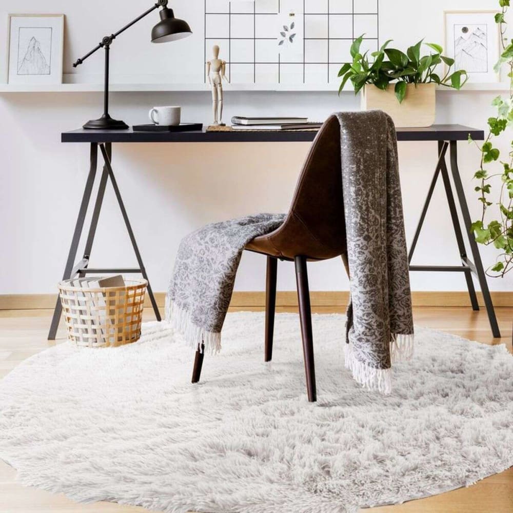 Tapis à base fine et souple extra doux blanc diam.160 — vue 3