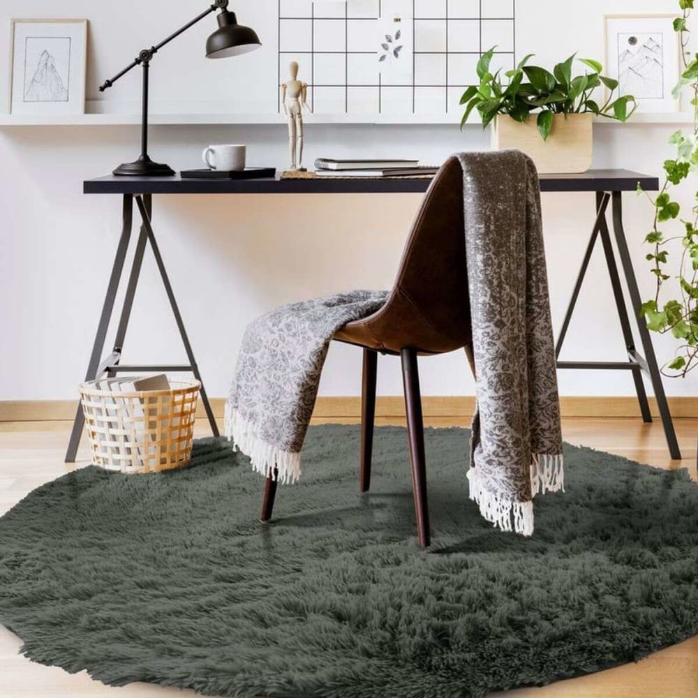 Tapis à base fine et souple extra doux gris foncé diam.160 — vue 3