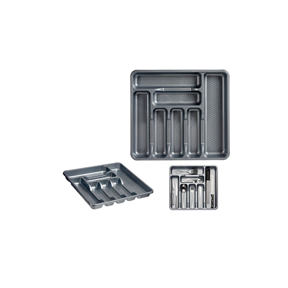 Range-couverts en plastique gris 7 compartiments - Maisons du Monde