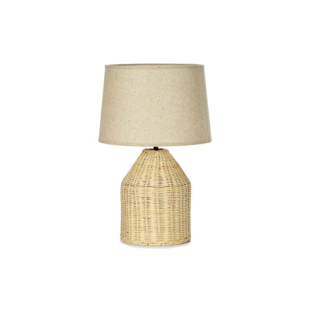 WADIGA Très belle lampe à poser en rotin et abat-jour beige en tissu. Dimensions: Diamètre 30cm x Hauteur 47cm Couleur: Beige Matière: Rotin et Tissu