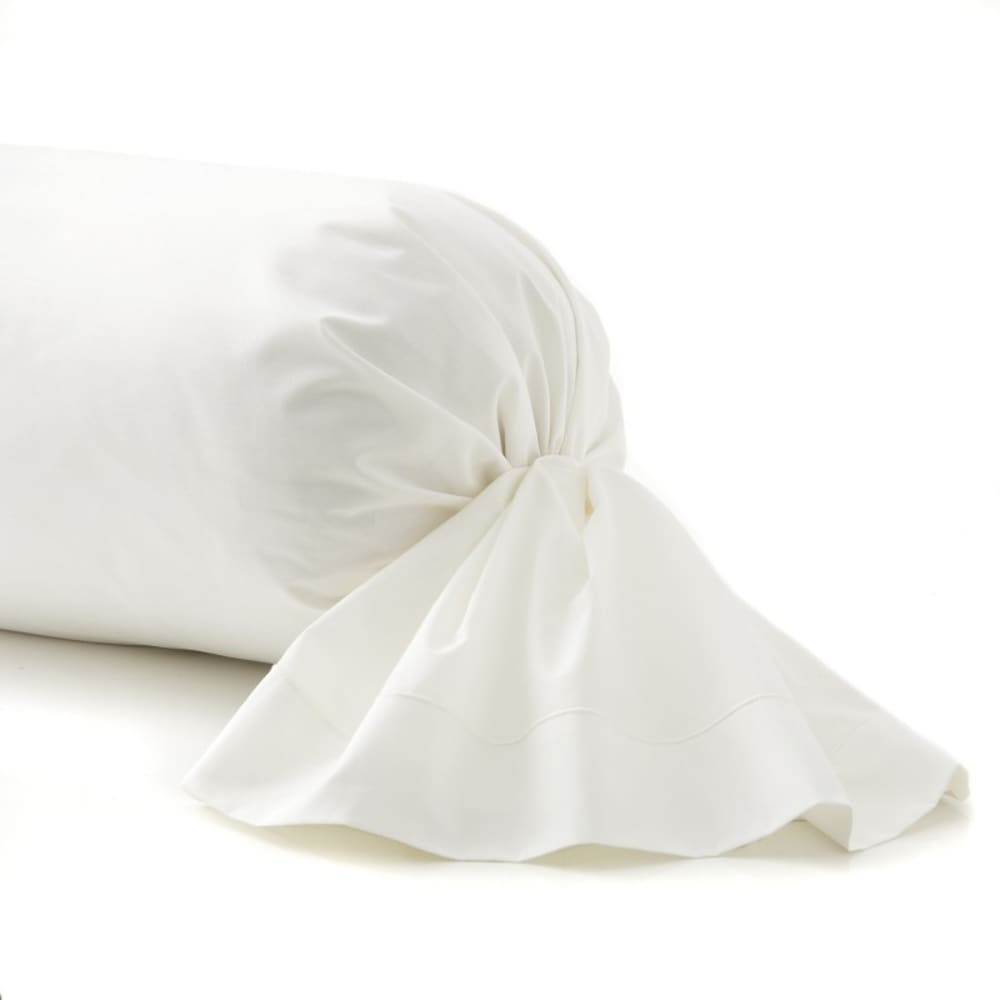 Taie de traversin unie en satin de coton blanc 43x230