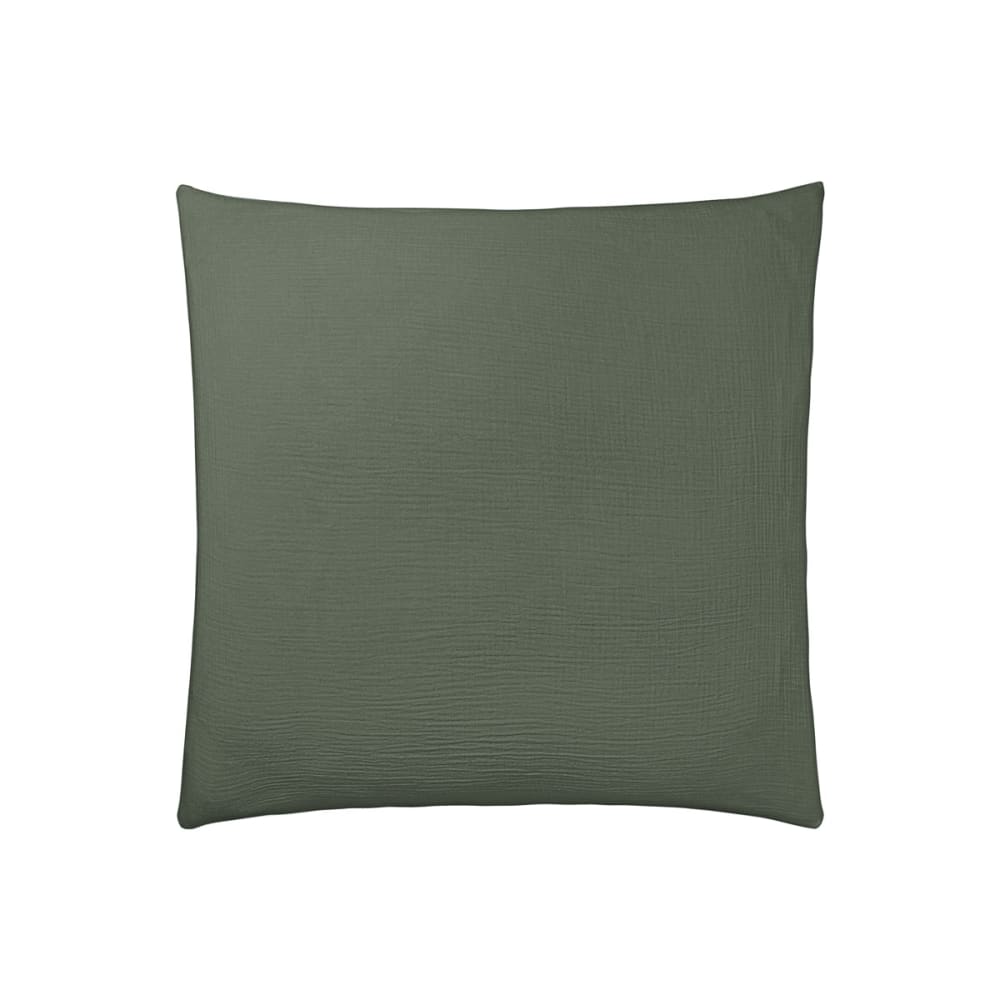 Taie d'oreiller unie en gaze de coton vert 65x65