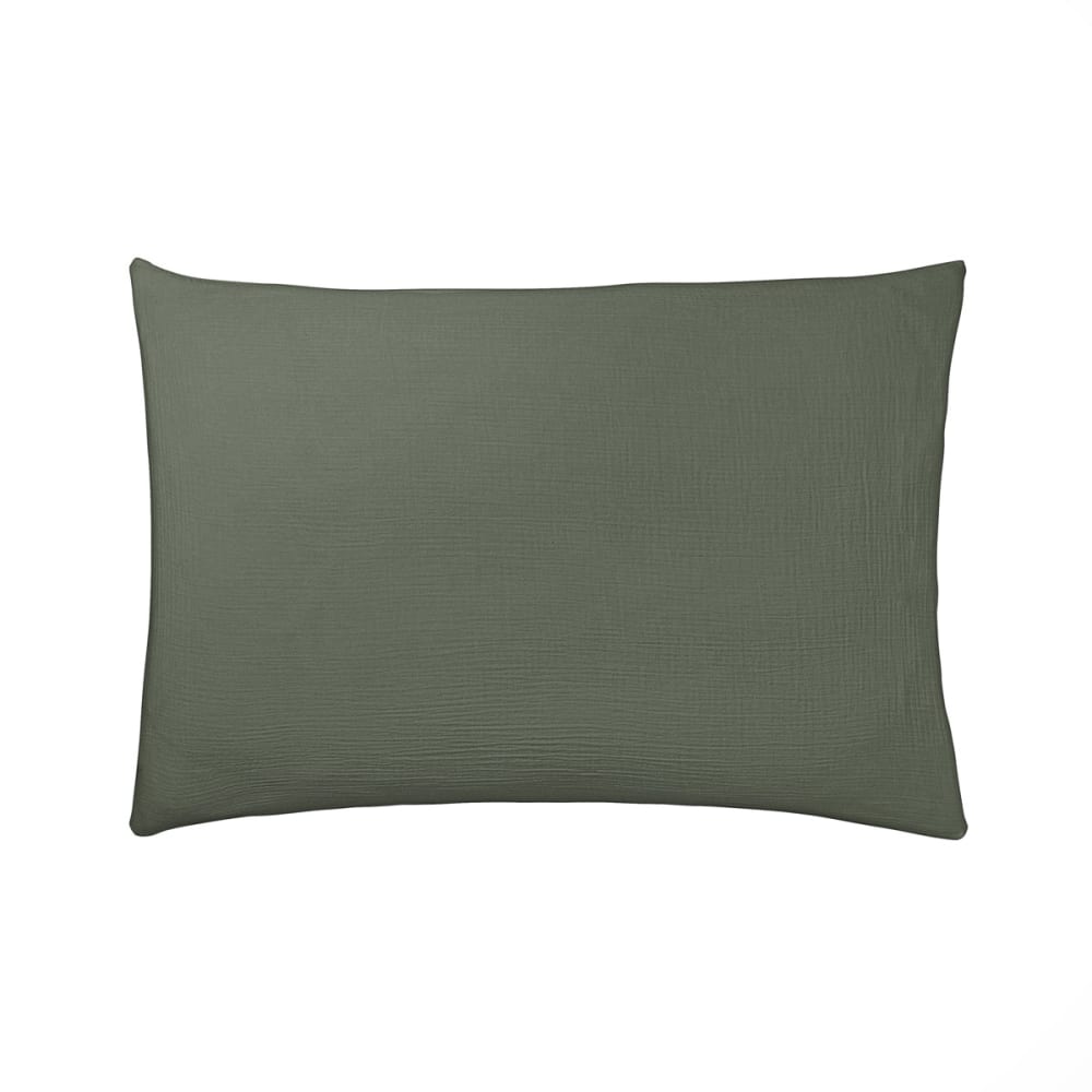 Taie d'oreiller unie en gaze de coton vert 50x75
