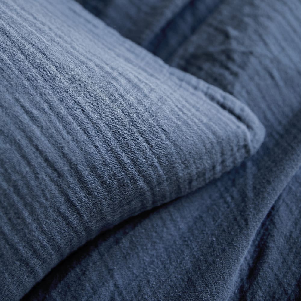 Housse de couette unie en gaze de coton bleu 240x220 — vue 4