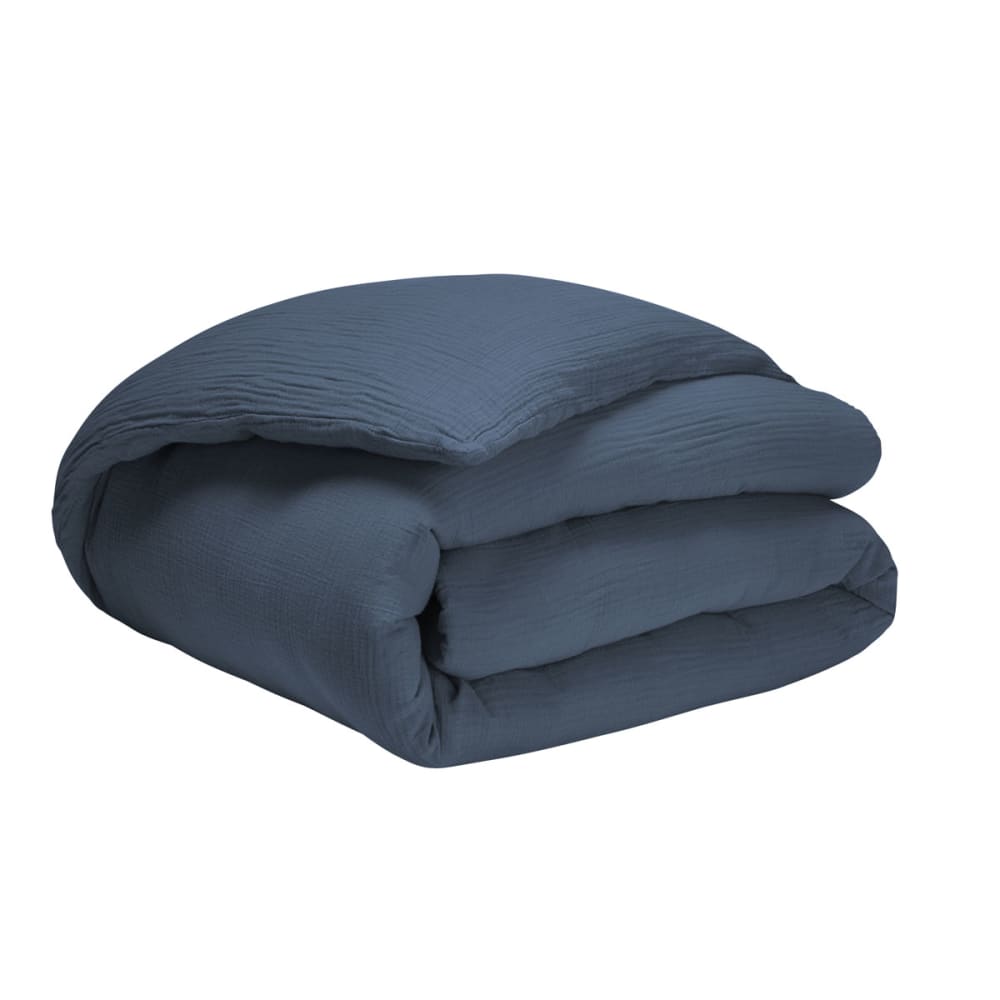 Housse de couette unie en gaze de coton bleu 200x200 — vue 3