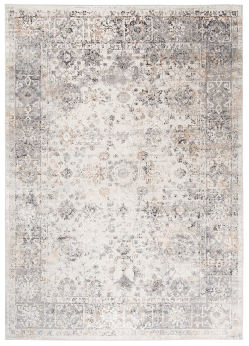 Alfombra para salón comedor clásico beige gris flores 80x150
