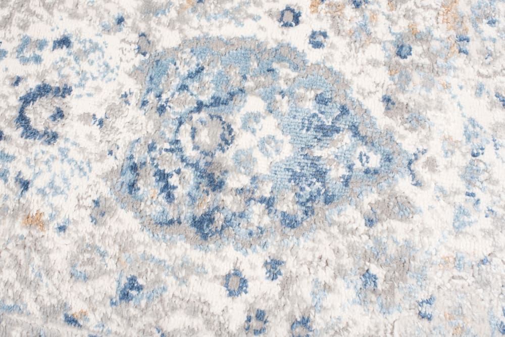 Tappeto da soggiorno classico blu crema grigio fiori 120x170 -