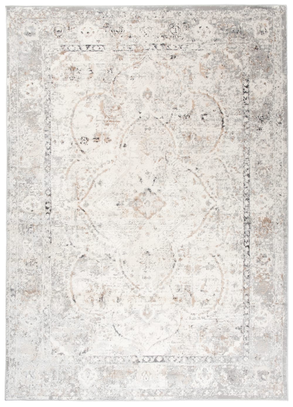 Alfombra de salón comedor clásico beige crema gris flores 160x220