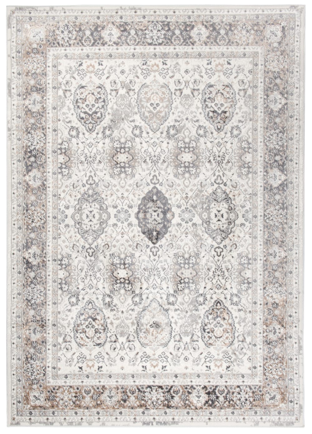 Alfombra para salón comedor clásico marrón gris crema 80x150