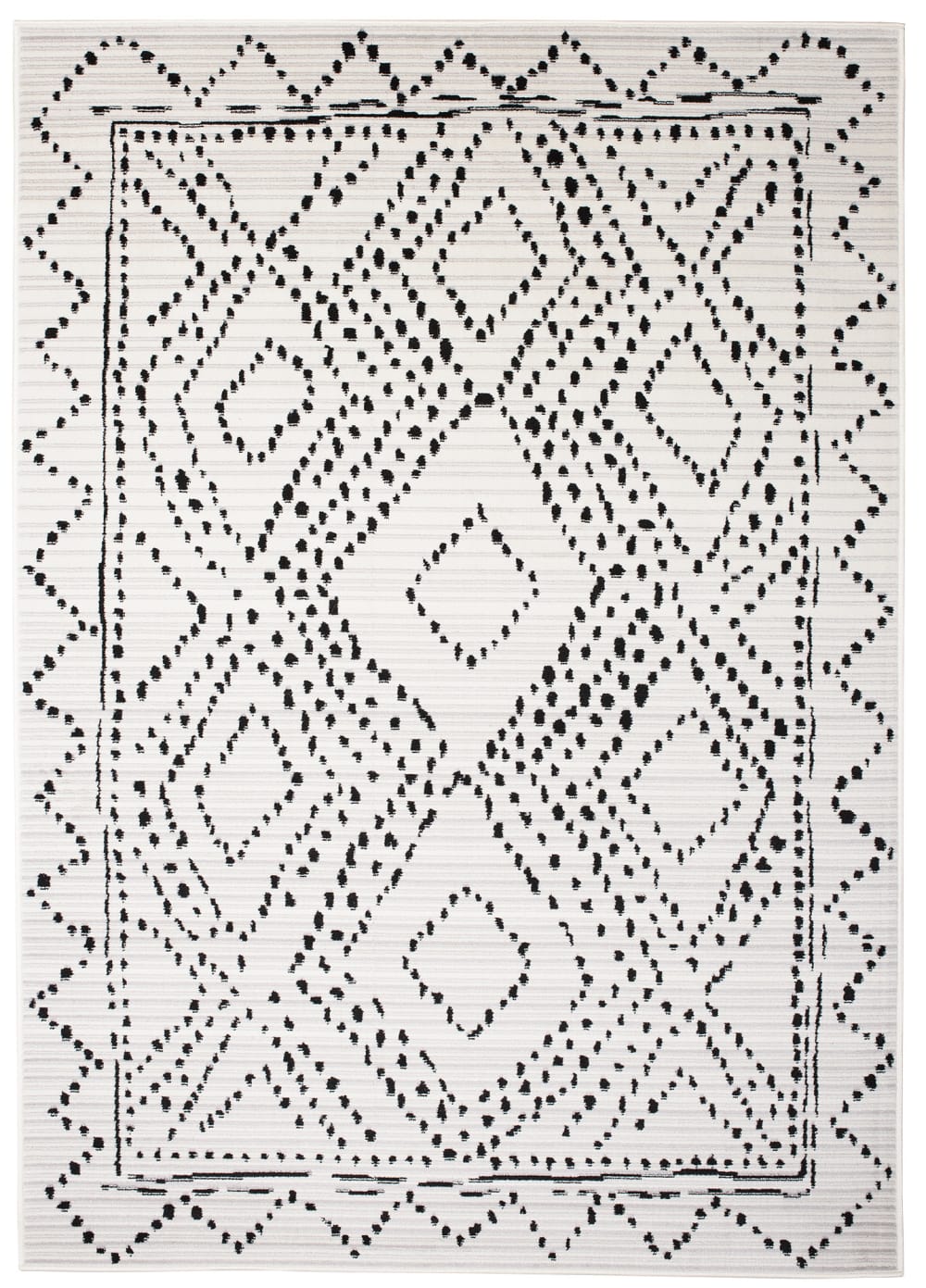 Alfombra para salón crema negro étnico puntos 120 x 170 cm