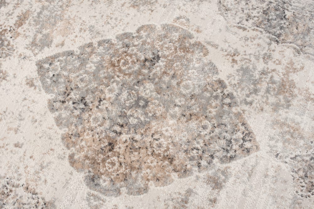 Alfombra para salón comedor clásico café gris flores 80x150 - Maisons du Monde