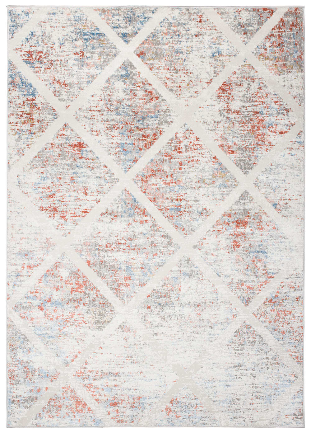 Alfombra para salón dormitorio beige rojo gris azul cuadros 120x170