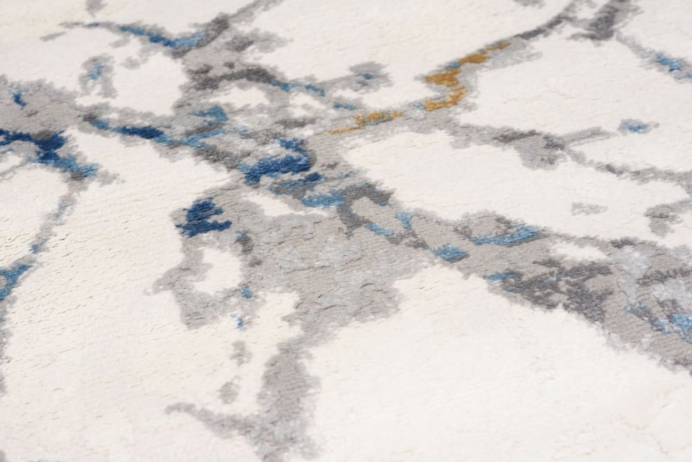 Alfombra de salón dormitorio blanco crema azul gris abstracto 120x170 - Maisons du Monde