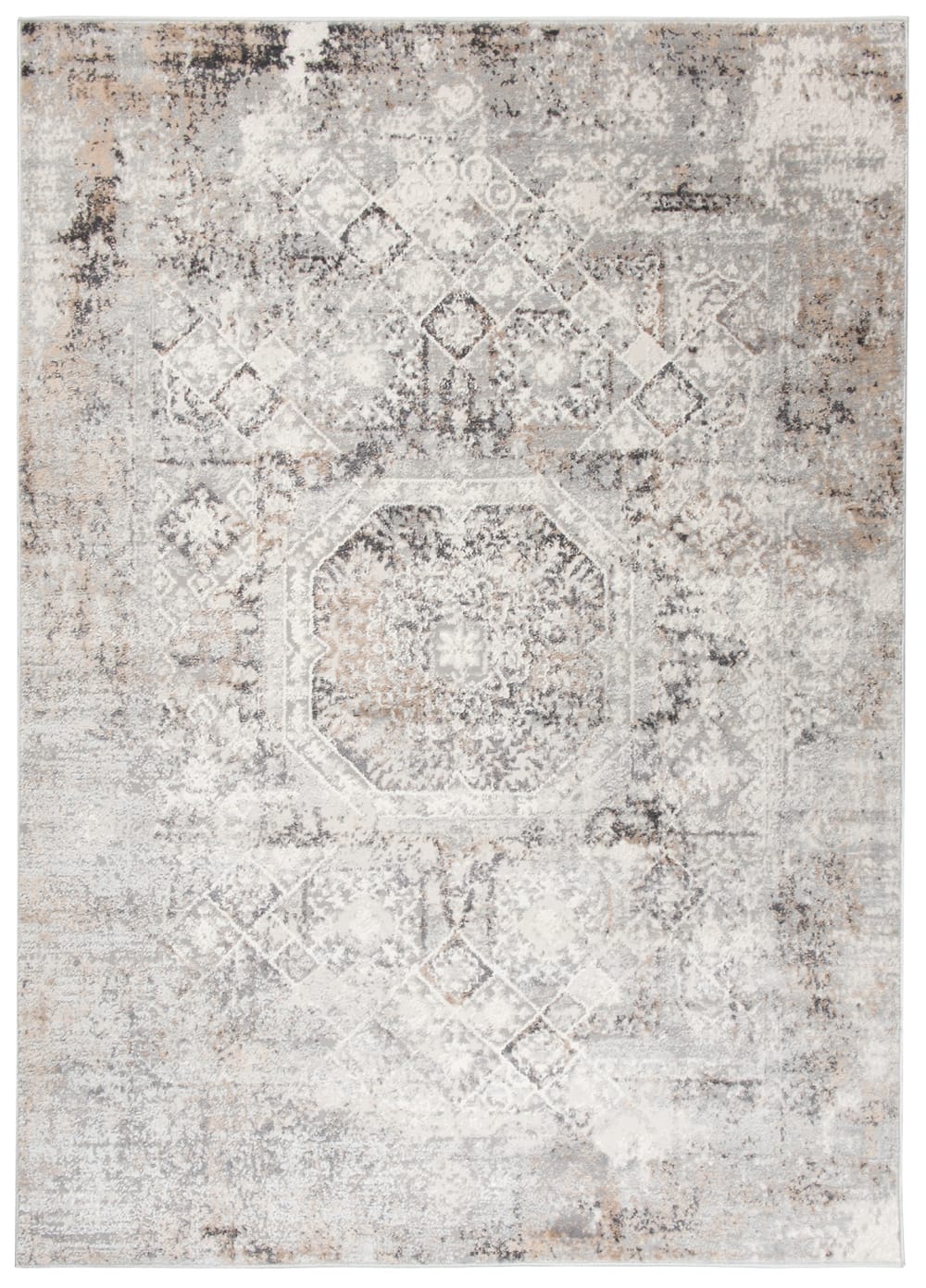 Alfombra para salón comedor vintage marrón crema gris 80x150