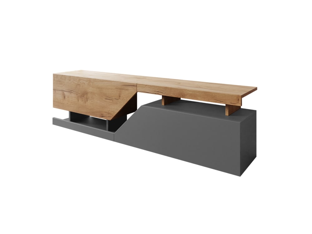 Meuble TV style industriel 160 cm bois / gris