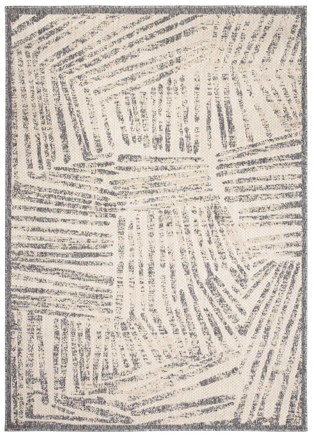 Alfombra exterior interior 3D beige gris crema rayas 120 x 170 cm