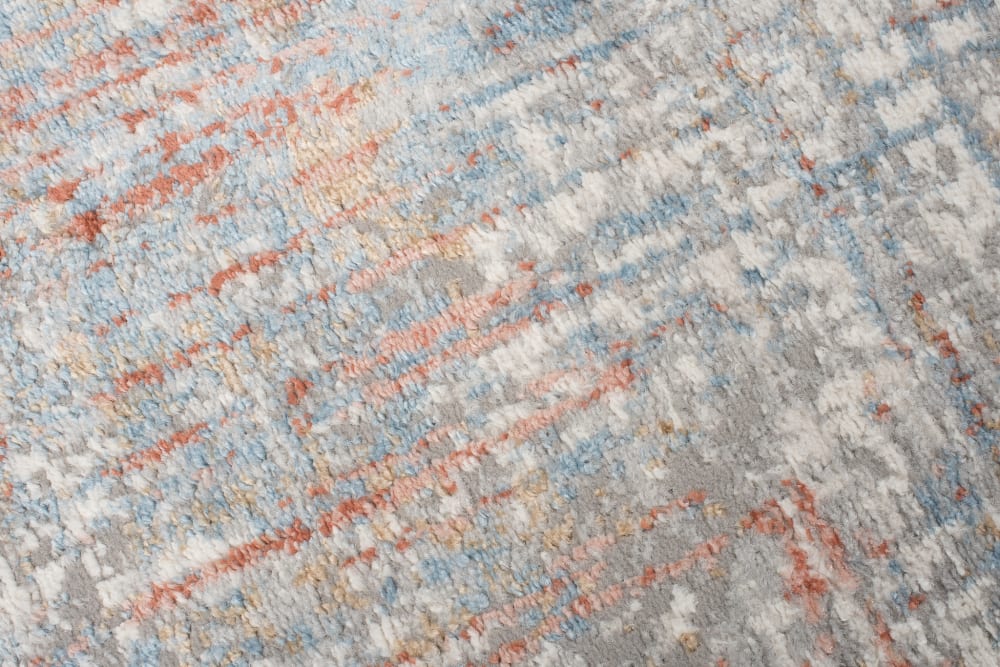 Alfombra de salón comedor rosa gris azul crema abstracto 200x300 - Maisons du Monde
