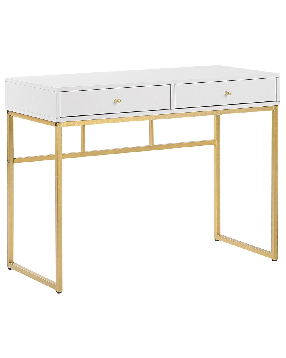 Console blanche et dorée 2 tiroirs