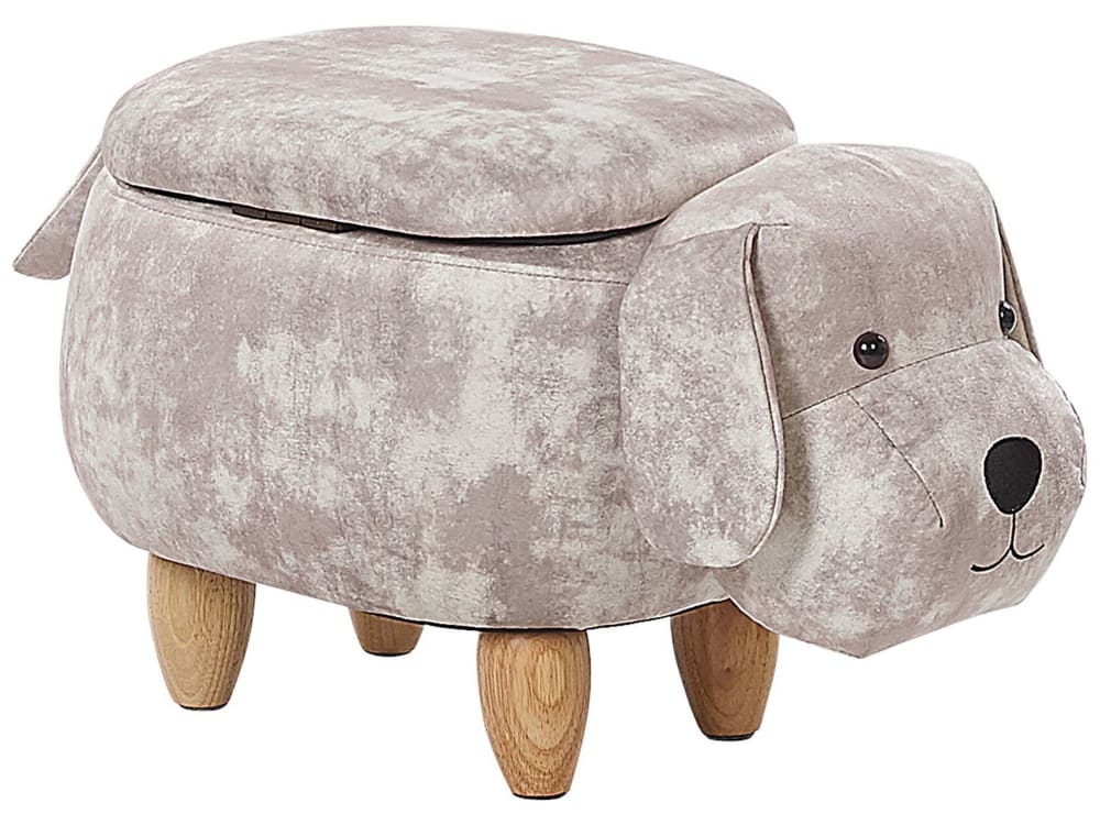 Tierhocker Aus Samtstoff L36 Cm, Beige