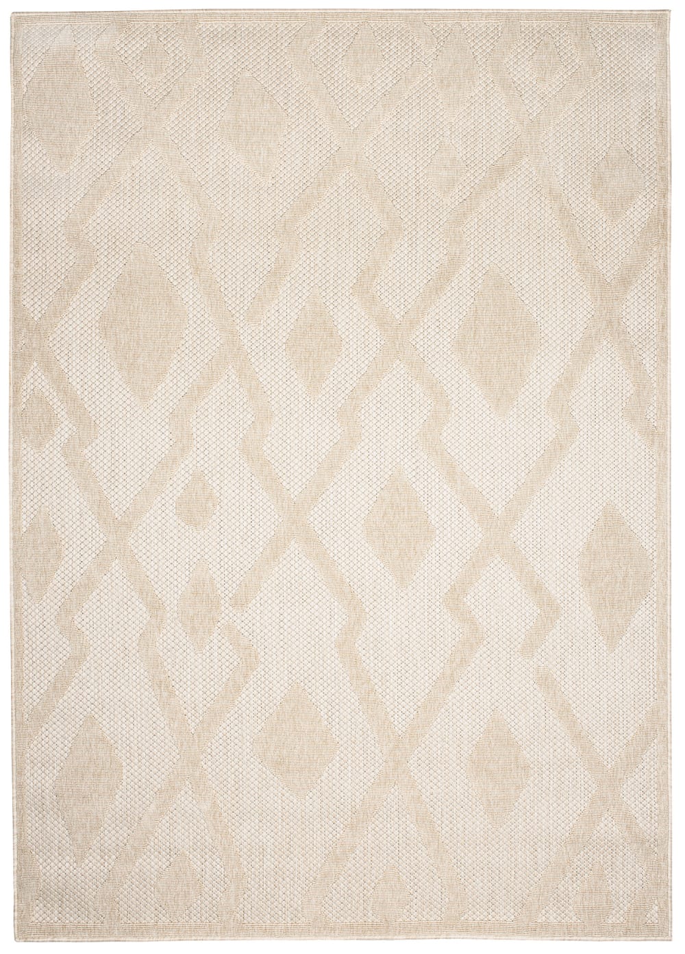 Alfombra exterior interior 3D beige crema étnica 140 x 200 cm