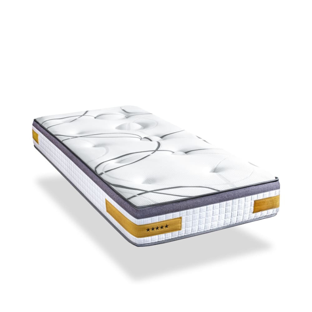 Bellecour Matelas mémoire h24 90x200 style classique chic Blanc Certifié Oeko-Tex Tissu