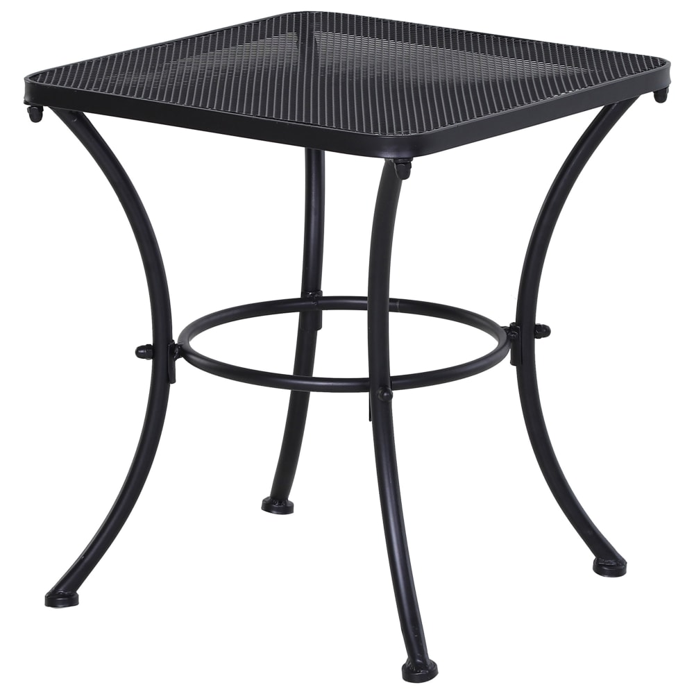 Table basse carrée bistro jardin piètement arqué plateau maillé métal
