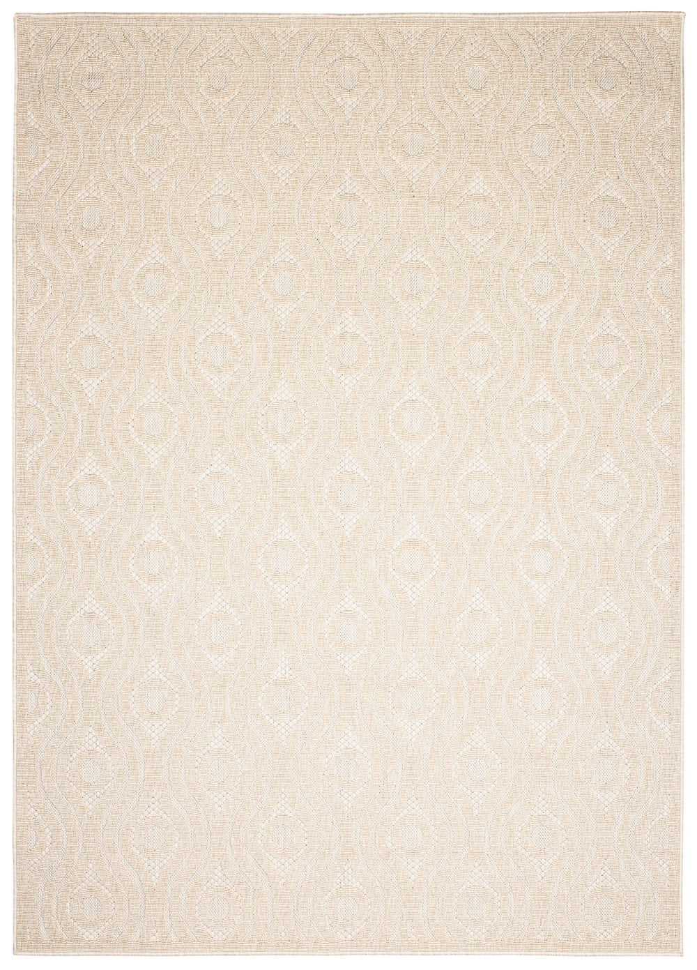 Alfombra exterior interior 3D beige crema abstracta 120 x 170 cm