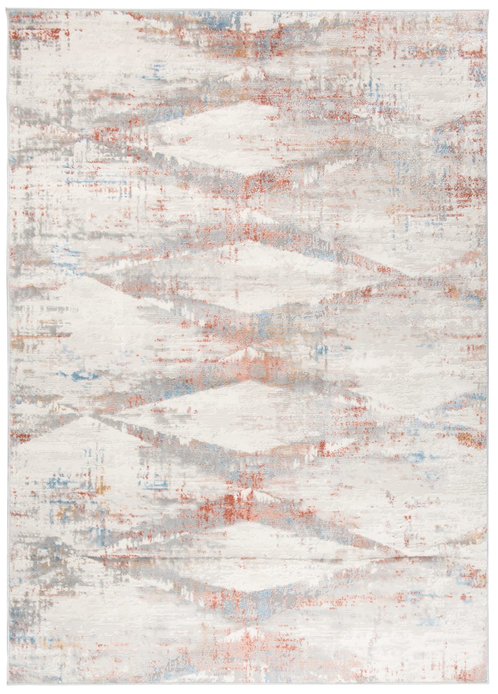 Tappeto da soggiorno rosa blu grigio crema astratto 200x300 - Modello Vintage - Rosa - PES - Poliestere