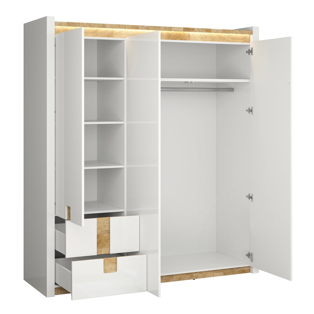 Armoire 3 portes avec led blanc laqué panneaux mdf blanc - Maisons du Monde