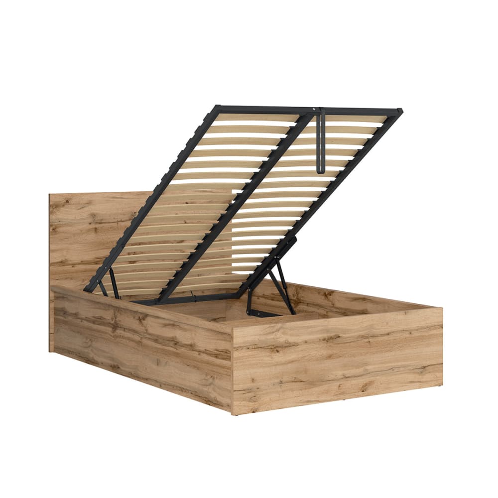 Lit coffre 120x200 sommier inclus panneaux mdf marron Lit coffre 120x200 sommier inclus panneaux mdf marron