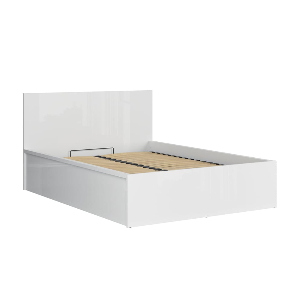 Lit coffre 140x200 sommier inclus panneaux mdf blanc - Maisons du Monde