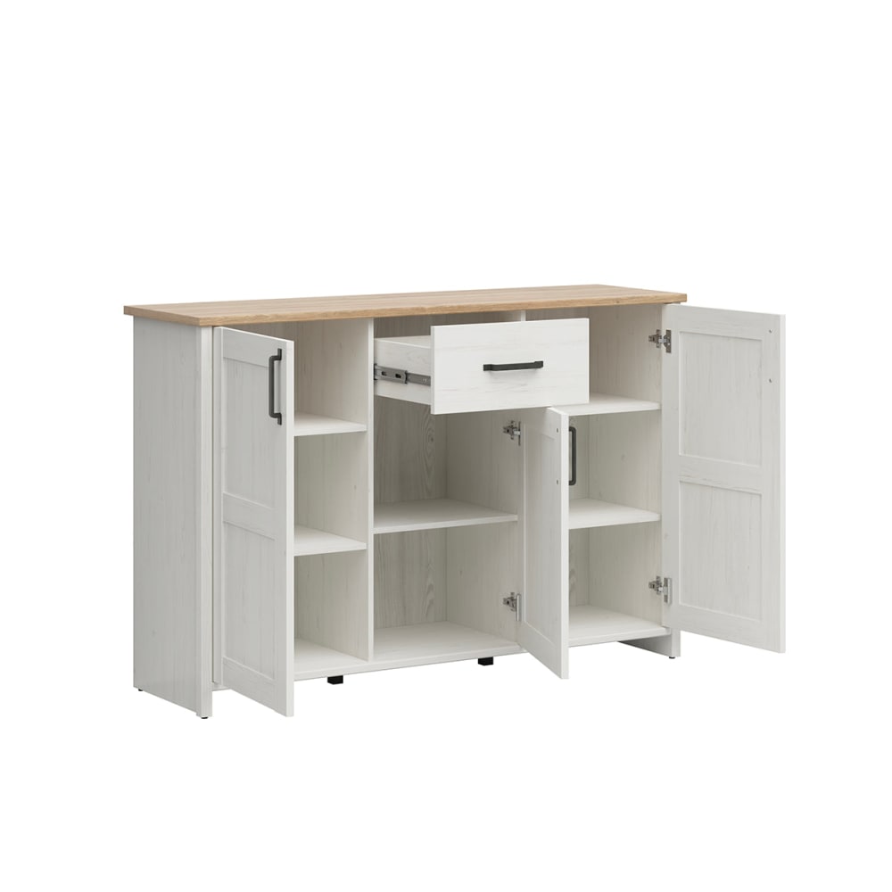 Buffet 3 portes 1 tiroir panneaux mélaminés blanc - Maisons du Monde