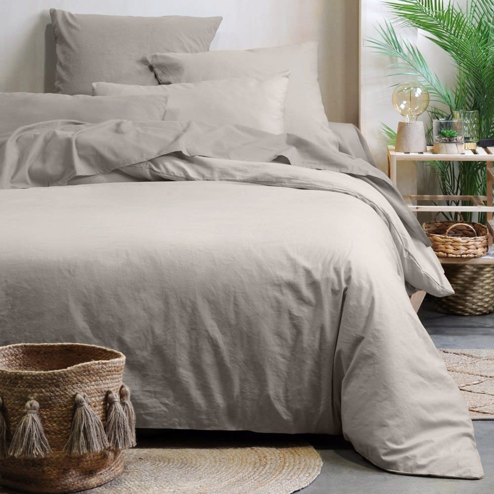 Lovely casa Unifarbener Bettbezug aus Bio-Baumwolle style modern Beige Öko-Tex Zertifikat Baumwolle