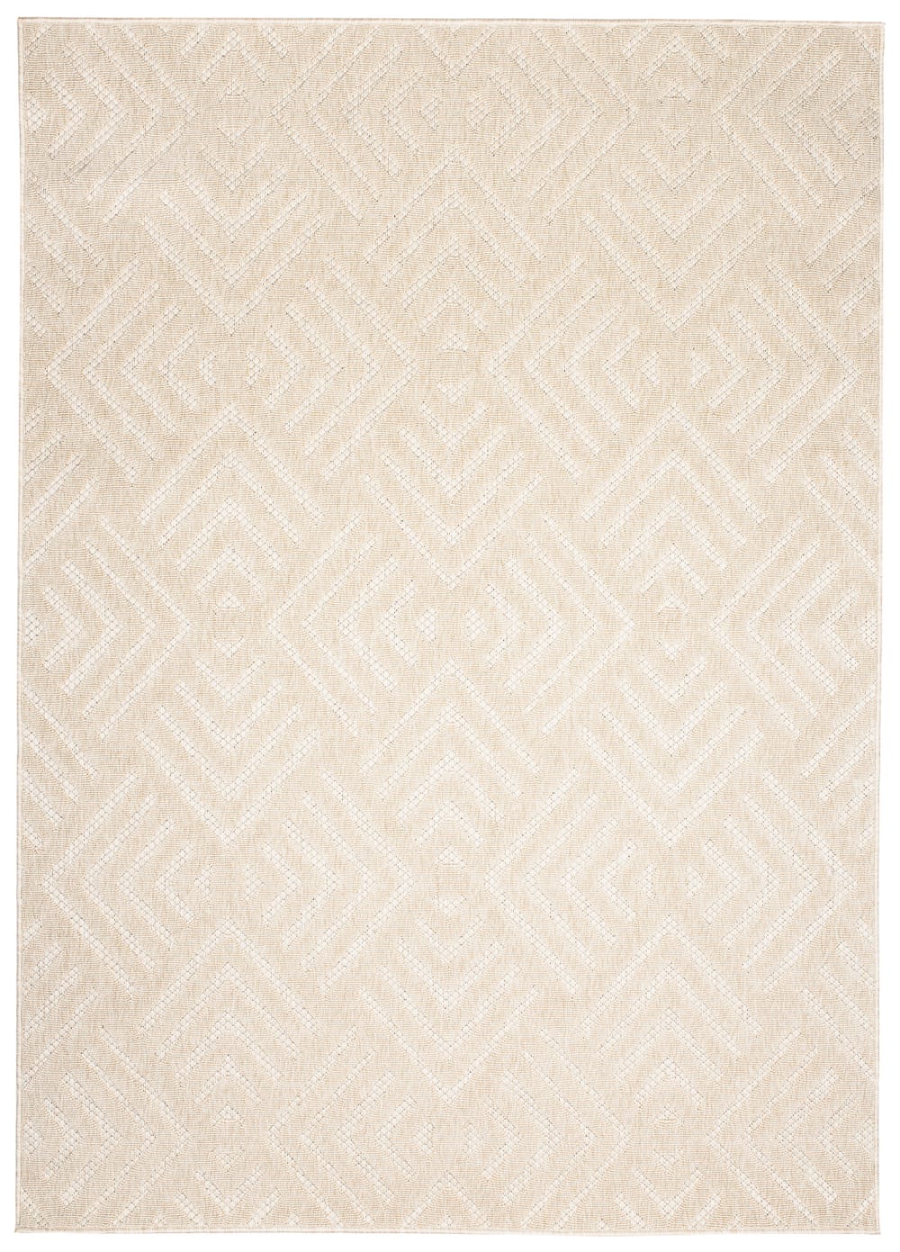 Alfombra exterior interior 3D crema beige cuadros abstracta 120 x 170
