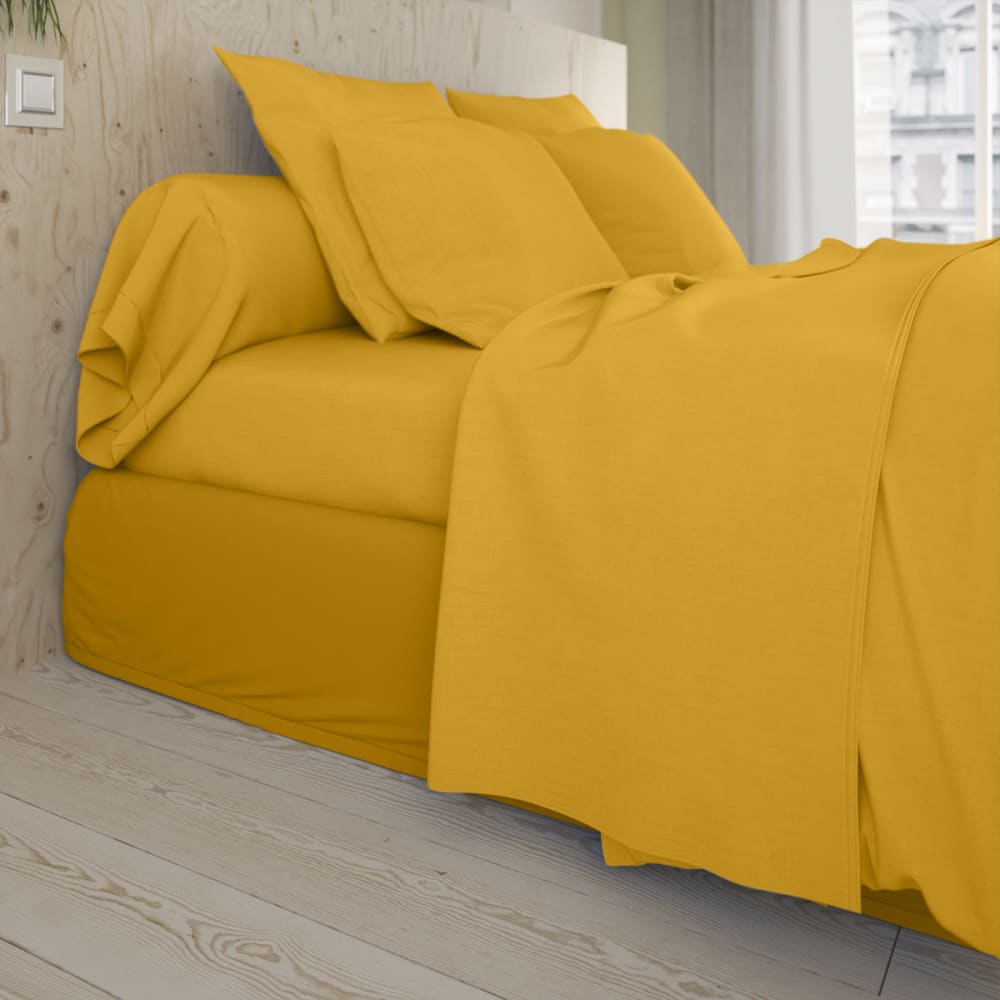 Drap plat   coton jaune 270x310 cm
